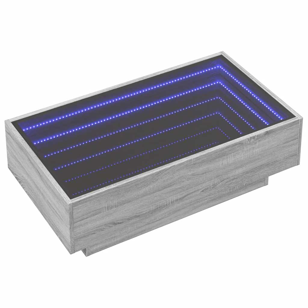 Τραπεζάκι Σαλονιού με LED Γκρι 90x50x30 εκ. Επεξεργασμένο Ξύλο