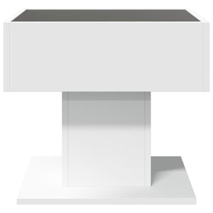 Τραπεζάκι Σαλονιού με LED Λευκό 50x50x45 εκ. Επεξεργασμένο Ξύλο - Pakobazaar