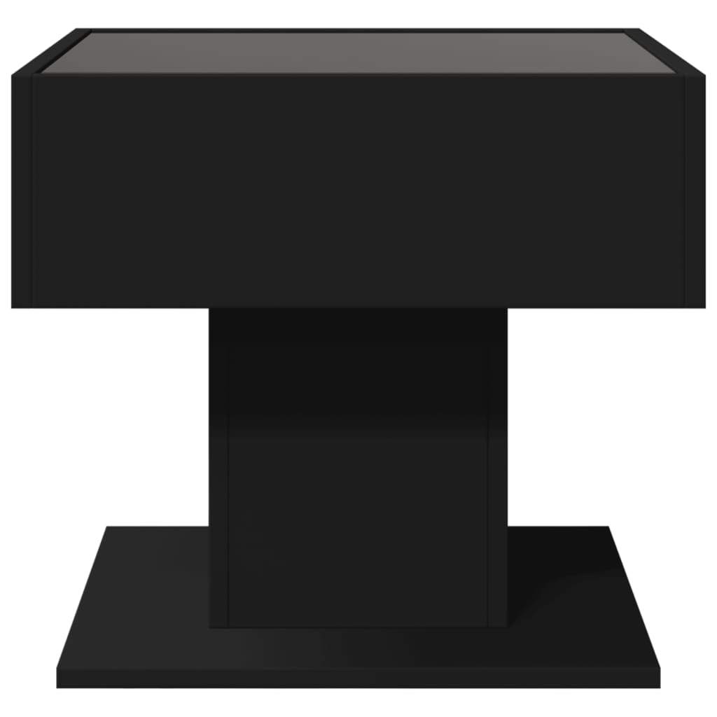Τραπεζάκι Σαλονιού με LED Μαύρο 50x50x45 εκ. Επεξεργασμένο Ξύλο - Pakobazaar