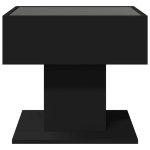 Τραπεζάκι Σαλονιού με LED Μαύρο 50x50x45 εκ. Επεξεργασμένο Ξύλο - Pakobazaar