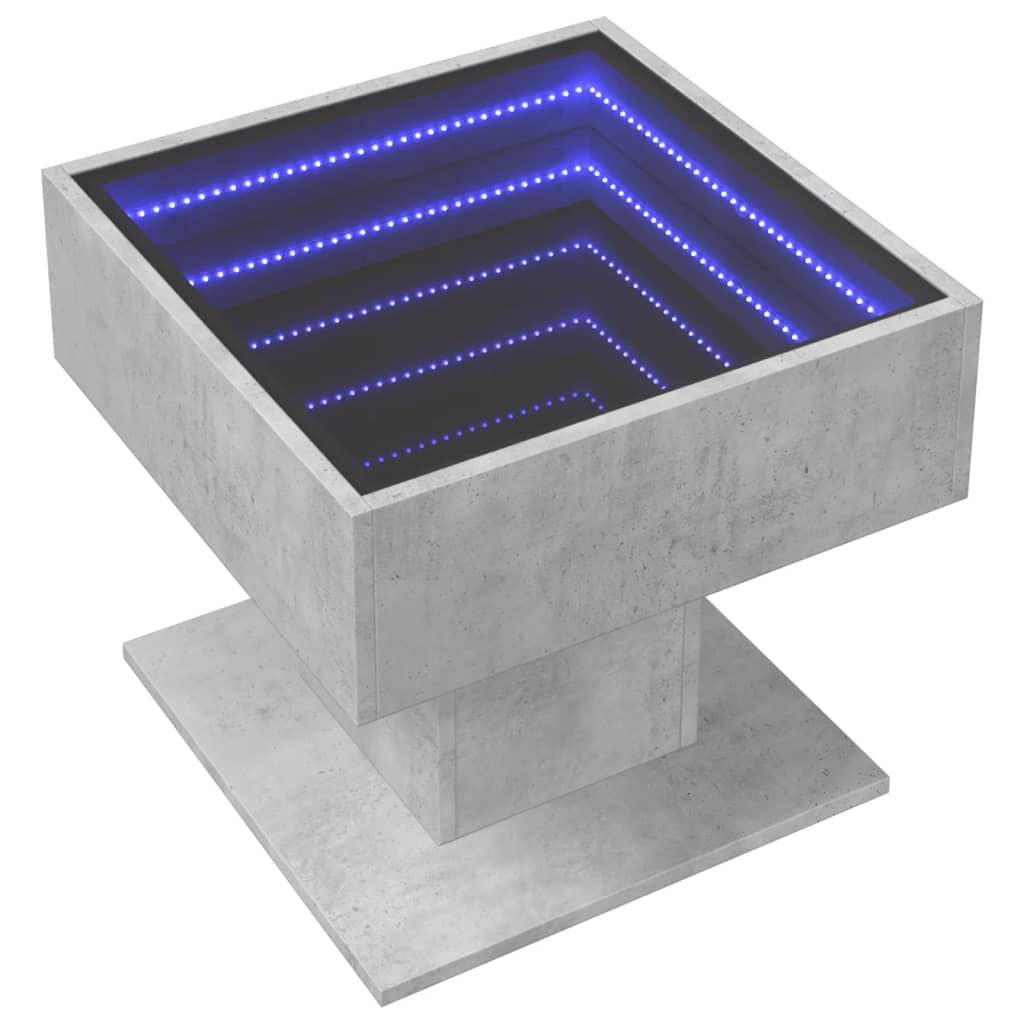 Τραπεζάκι Σαλονιού με LED Γκρι 50x50x45 εκ. Επεξεργασμένο Ξύλο - Pakobazaar