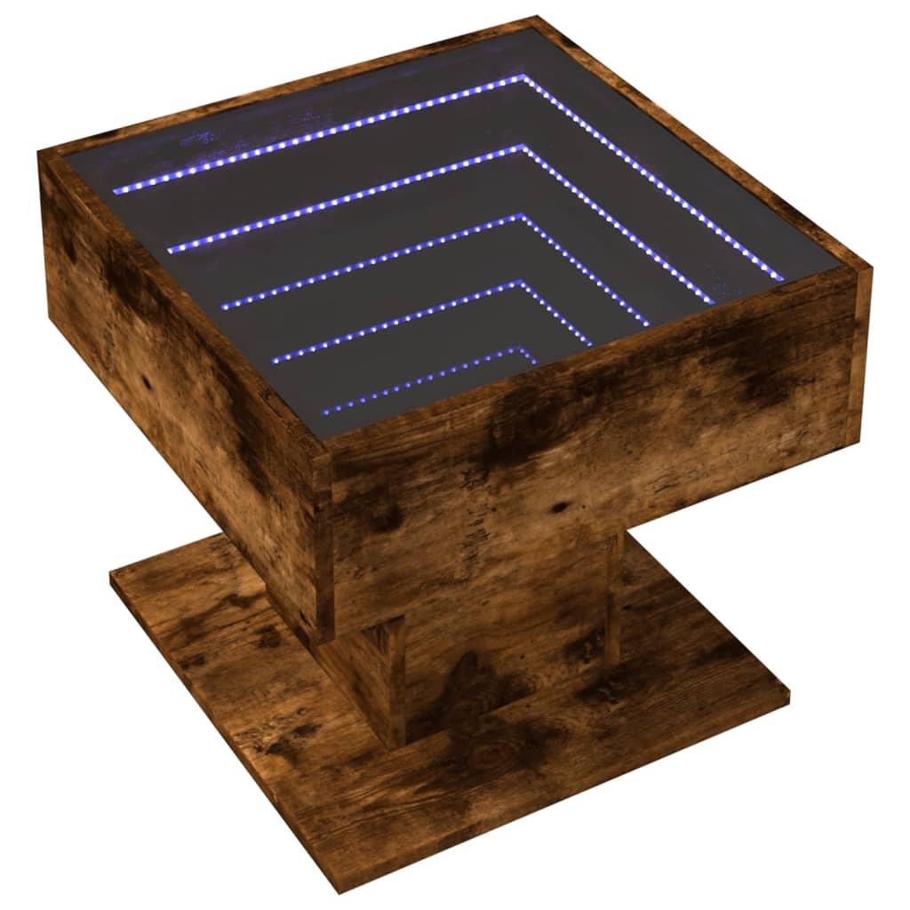 Τραπεζάκι Σαλονιού με LED Δρυς 50x50x45 εκ. Επεξεργασμένο Ξύλο - Pakobazaar