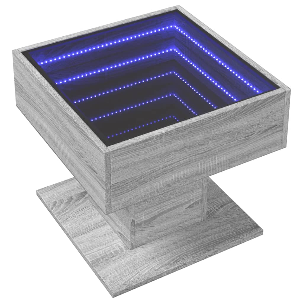 Τραπεζάκι Σαλονιού με LED Γκρι 50x50x45 εκ. Επεξεργασμένο Ξύλο - Pakobazaar