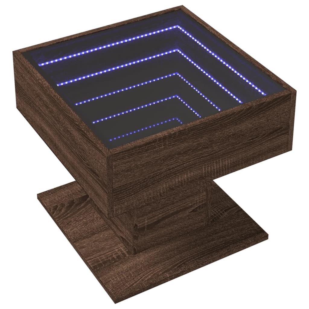 Τραπεζάκι Σαλονιού με LED Δρυς 50x50x45 εκ. Επεξεργασμένο Ξύλο - Pakobazaar