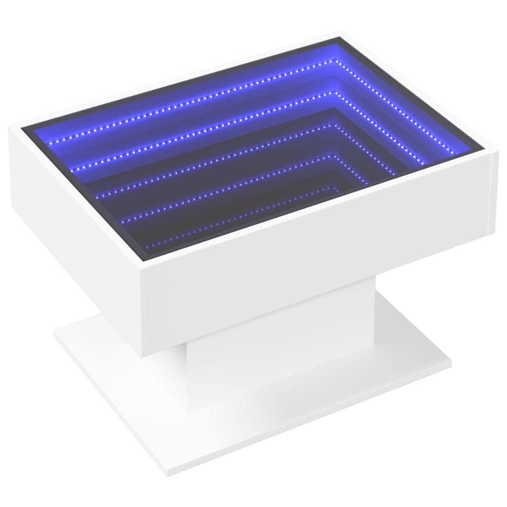 Τραπεζάκι Σαλονιού με LED Λευκό 70x50x45 εκ. Επεξεργασμένο Ξύλο - Pakobazaar