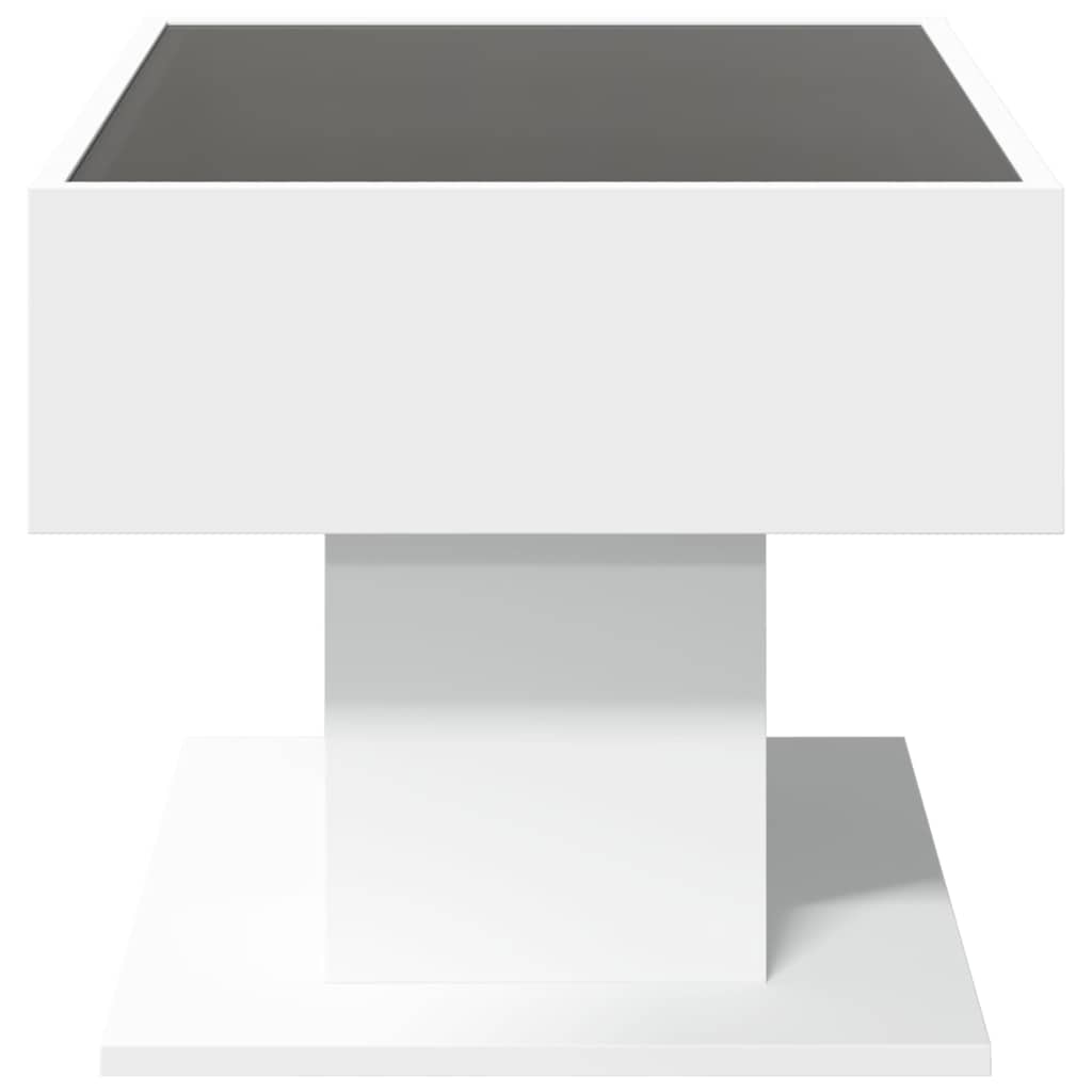Τραπεζάκι Σαλονιού με LED Λευκό 70x50x45 εκ. Επεξεργασμένο Ξύλο - Pakobazaar