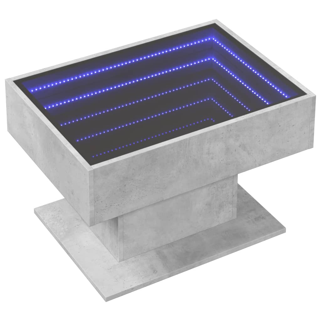 Τραπεζάκι Σαλονιού με LED Γκρι 70x50x45 εκ. Επεξεργασμένο Ξύλο - Pakobazaar