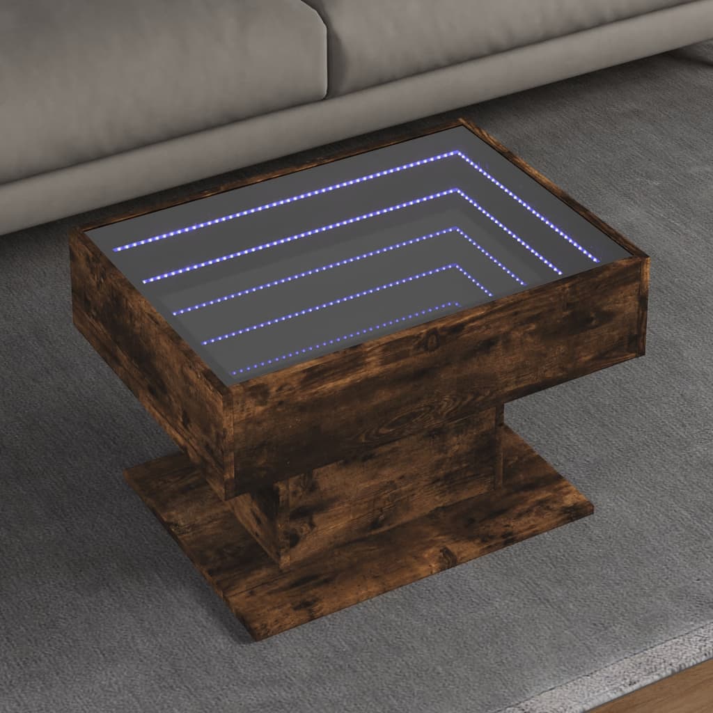 Τραπεζάκι Σαλονιού με LED Δρυς 70x50x45 εκ. Επεξεργασμένο Ξύλο - Pakobazaar