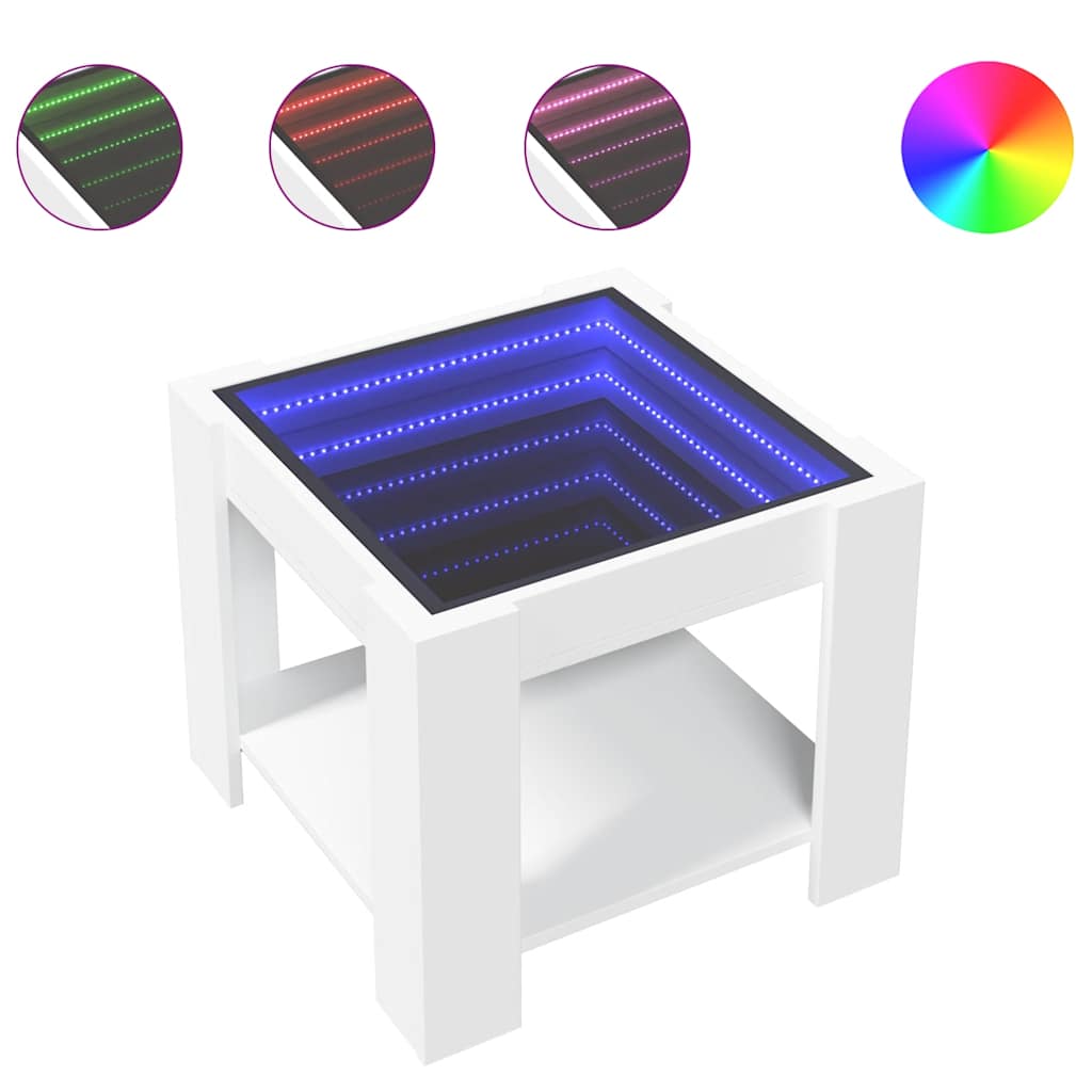 Τραπεζάκι Σαλονιού με LED Λευκό 53x53x45 εκ. Επεξεργασμένο Ξύλο - Pakobazaar