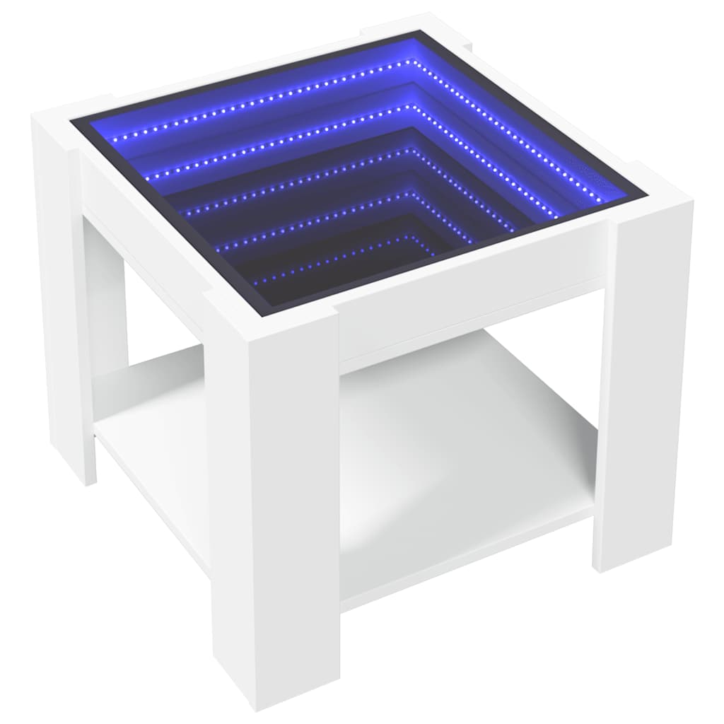 Τραπεζάκι Σαλονιού με LED Λευκό 53x53x45 εκ. Επεξεργασμένο Ξύλο - Pakobazaar