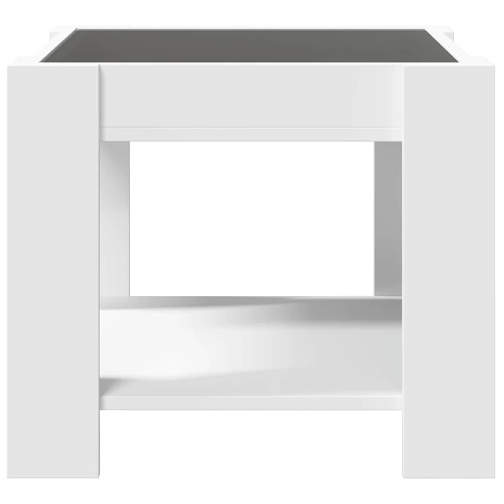 Τραπεζάκι Σαλονιού με LED Λευκό 53x53x45 εκ. Επεξεργασμένο Ξύλο - Pakobazaar