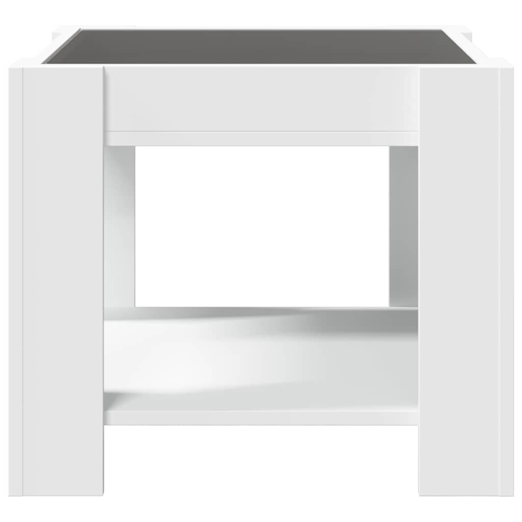 Τραπεζάκι Σαλονιού με LED Λευκό 53x53x45 εκ. Επεξεργασμένο Ξύλο - Pakobazaar