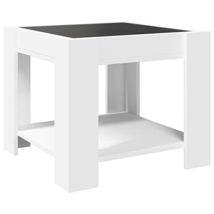 Τραπεζάκι Σαλονιού με LED Λευκό 53x53x45 εκ. Επεξεργασμένο Ξύλο - Pakobazaar