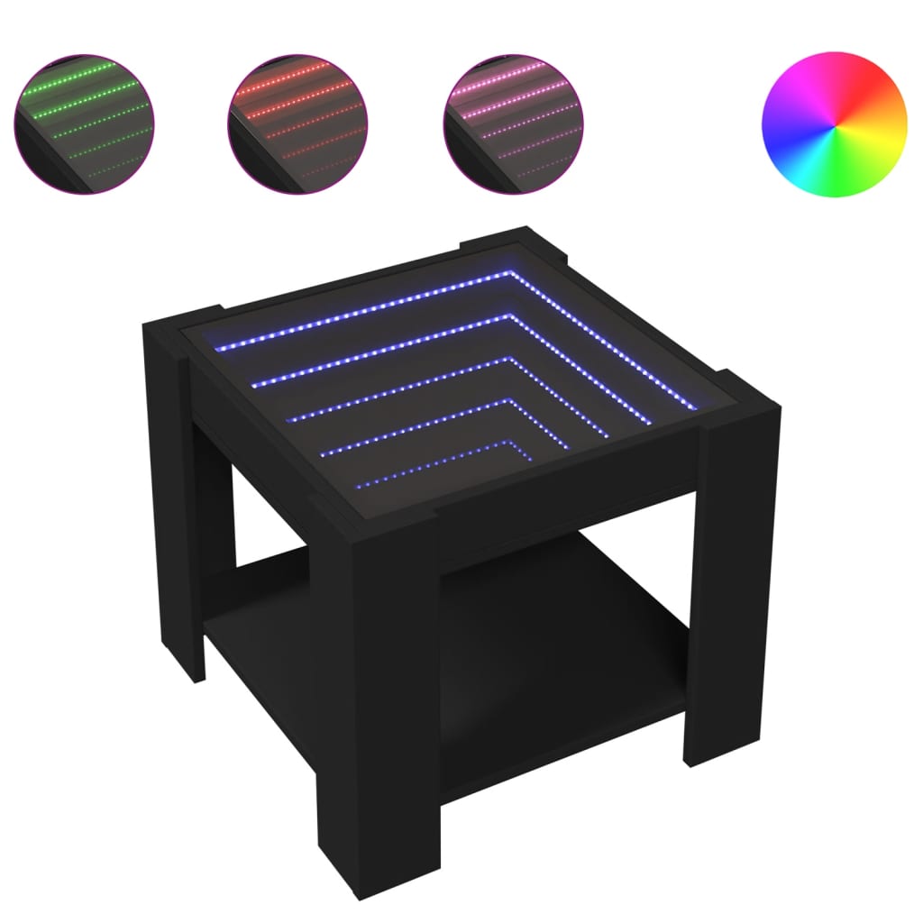 Τραπεζάκι Σαλονιού με LED Μαύρο 53x53x45 εκ. Επεξεργασμένο Ξύλο - Pakobazaar