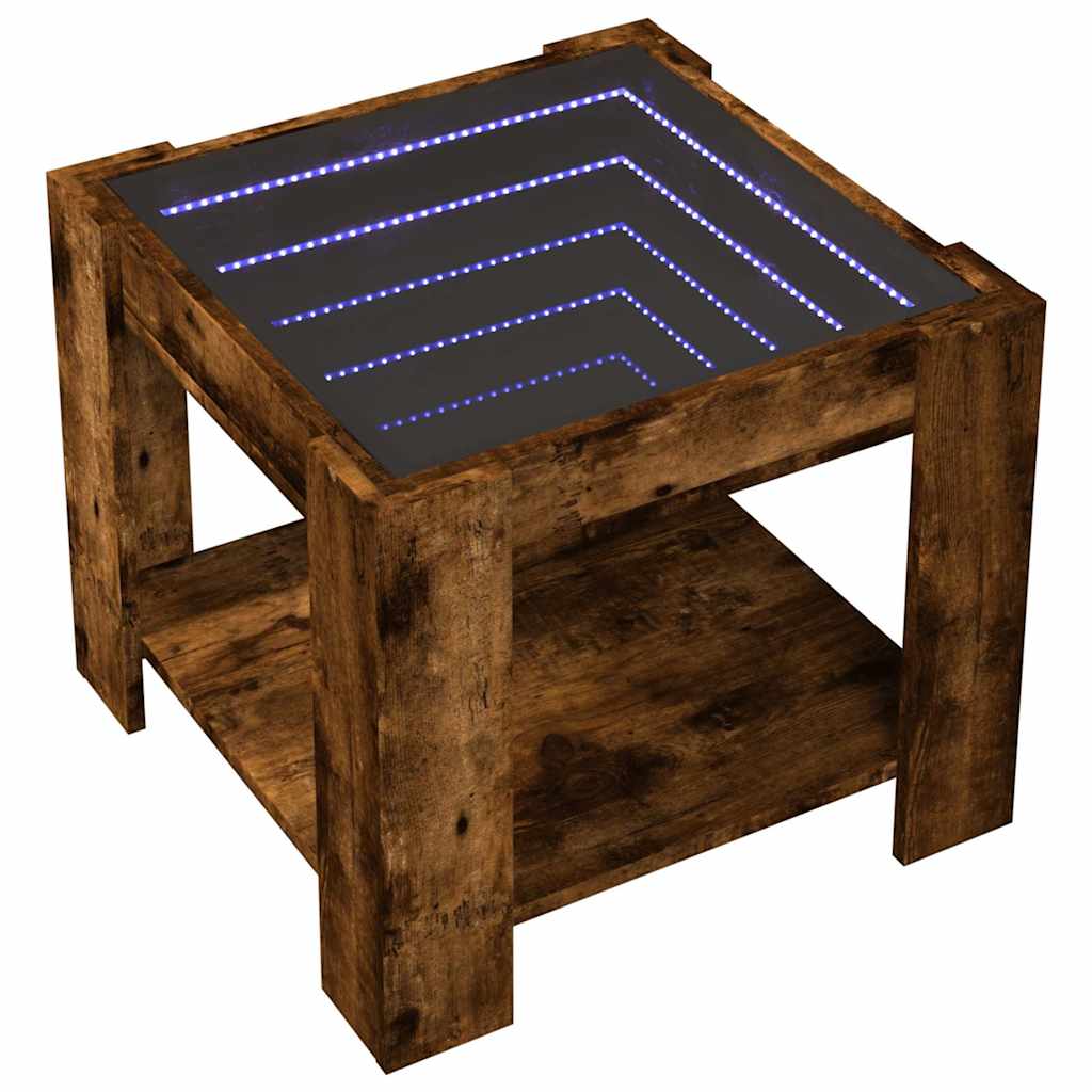 Τραπεζάκι Σαλονιού με LED Δρυς 53x53x45 εκ. Επεξεργασμένο Ξύλο - Pakobazaar
