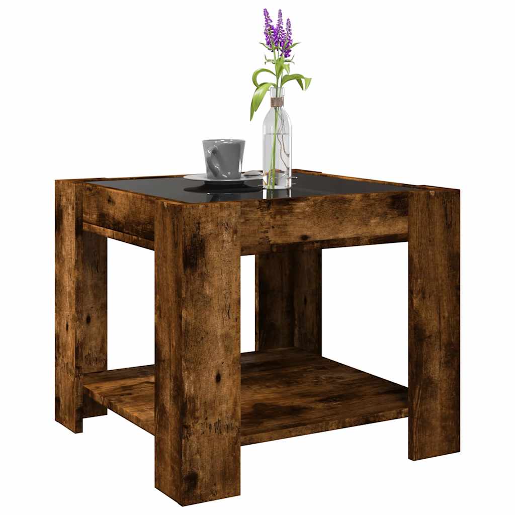 Τραπεζάκι Σαλονιού με LED Δρυς 53x53x45 εκ. Επεξεργασμένο Ξύλο - Pakobazaar