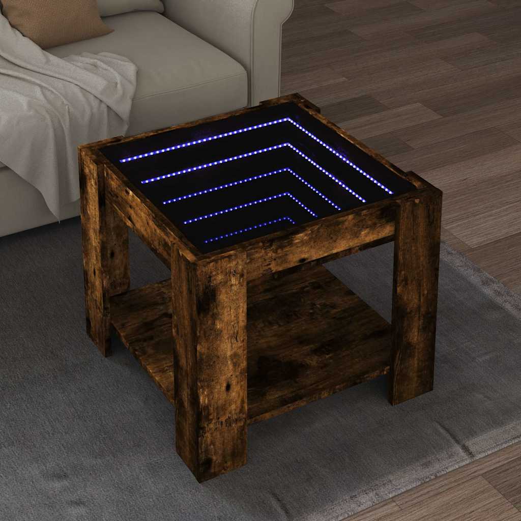 Τραπεζάκι Σαλονιού με LED Δρυς 53x53x45 εκ. Επεξεργασμένο Ξύλο - Pakobazaar