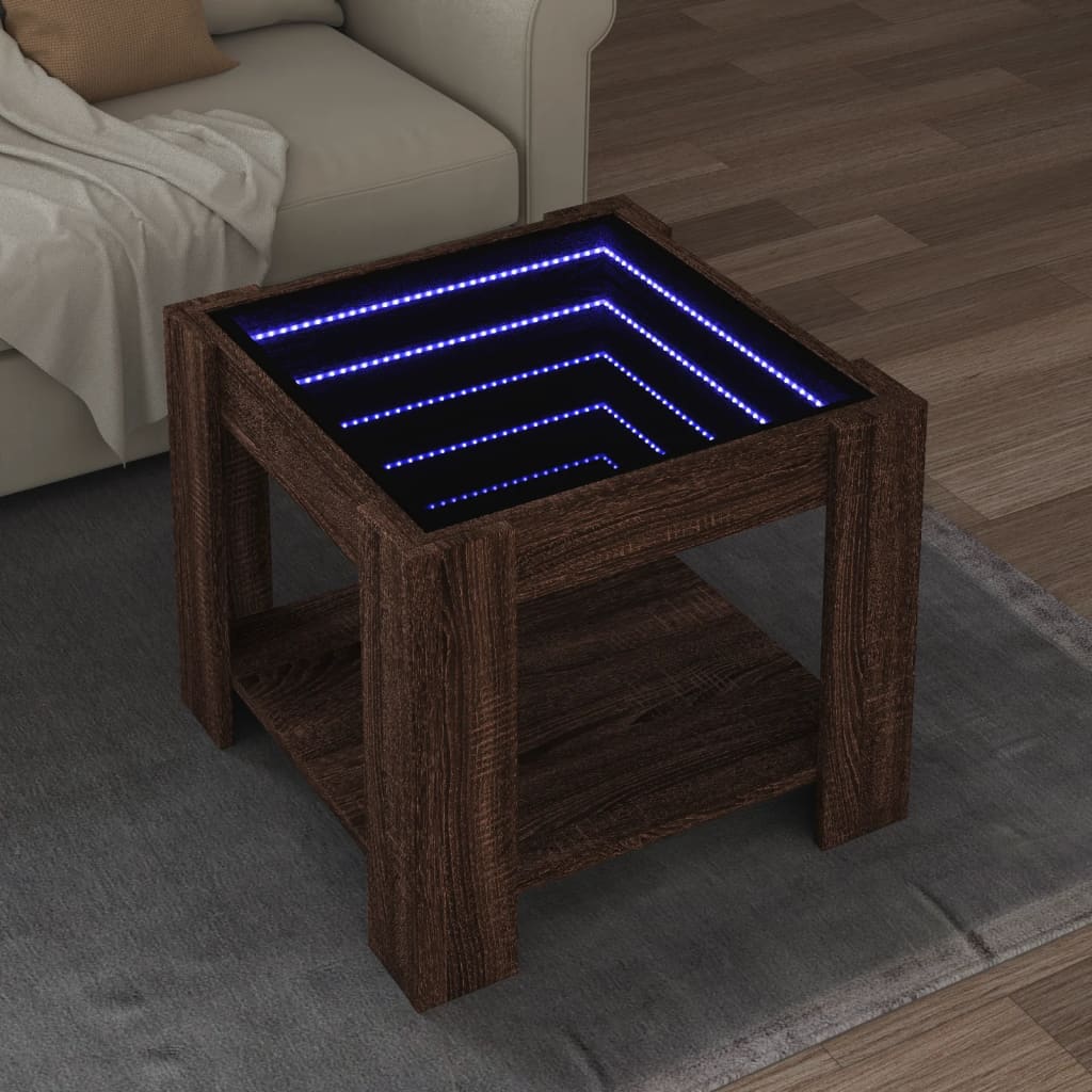 Τραπεζάκι Σαλονιού με LED Δρυς 53x53x45 εκ. Επεξεργασμένο Ξύλο - Pakobazaar