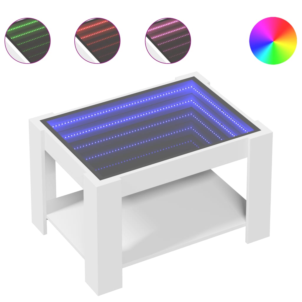 Τραπεζάκι Σαλονιού με LED Λευκό 73x53x45 εκ. Επεξεργασμένο Ξύλο - Pakobazaar