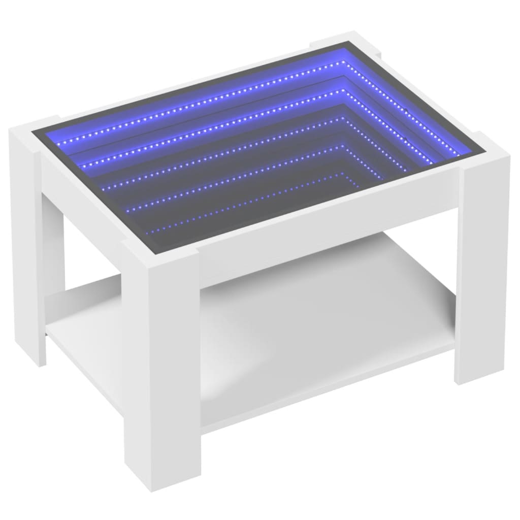 Τραπεζάκι Σαλονιού με LED Λευκό 73x53x45 εκ. Επεξεργασμένο Ξύλο - Pakobazaar