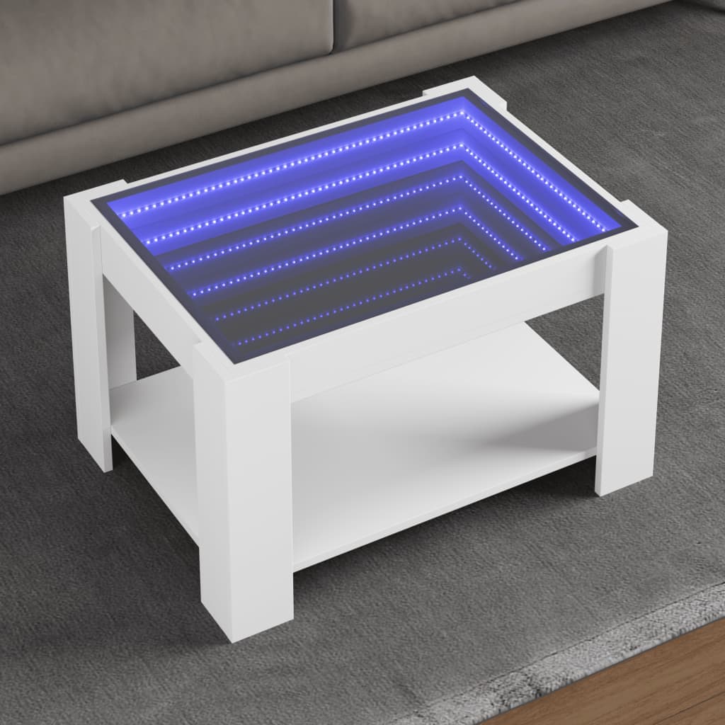 Τραπεζάκι Σαλονιού με LED Λευκό 73x53x45 εκ. Επεξεργασμένο Ξύλο - Pakobazaar