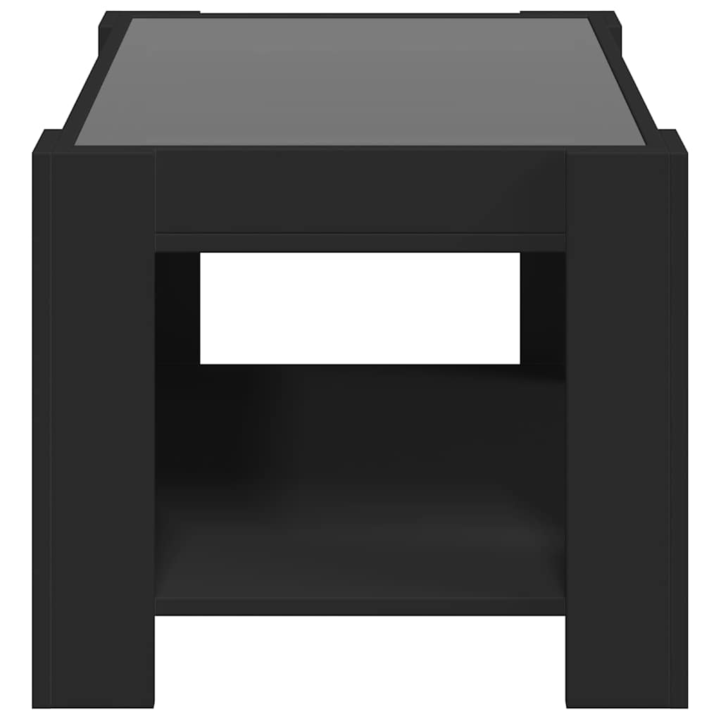Τραπεζάκι Σαλονιού με LED Μαύρο 73x53x45 εκ. Επεξεργασμένο Ξύλο - Pakobazaar