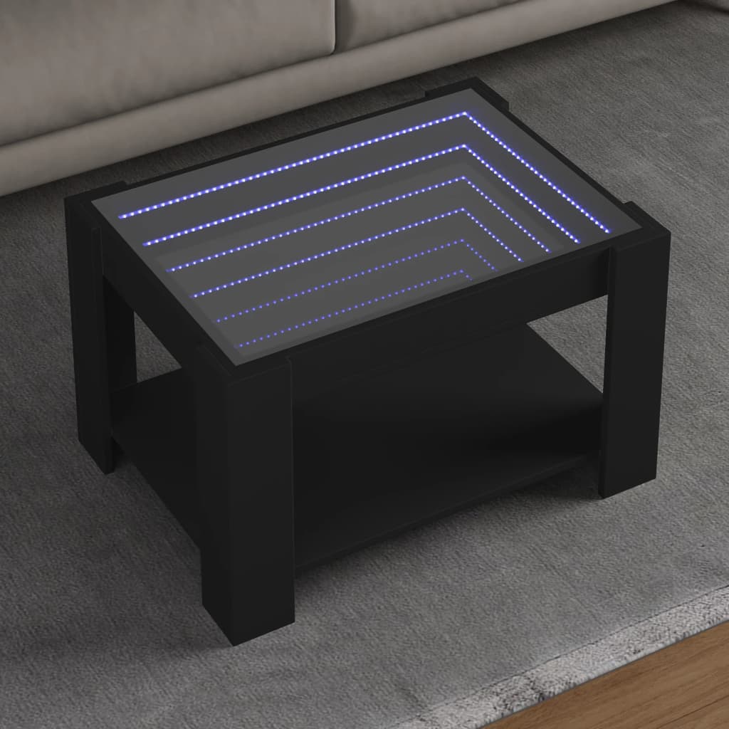 Τραπεζάκι Σαλονιού με LED Μαύρο 73x53x45 εκ. Επεξεργασμένο Ξύλο - Pakobazaar