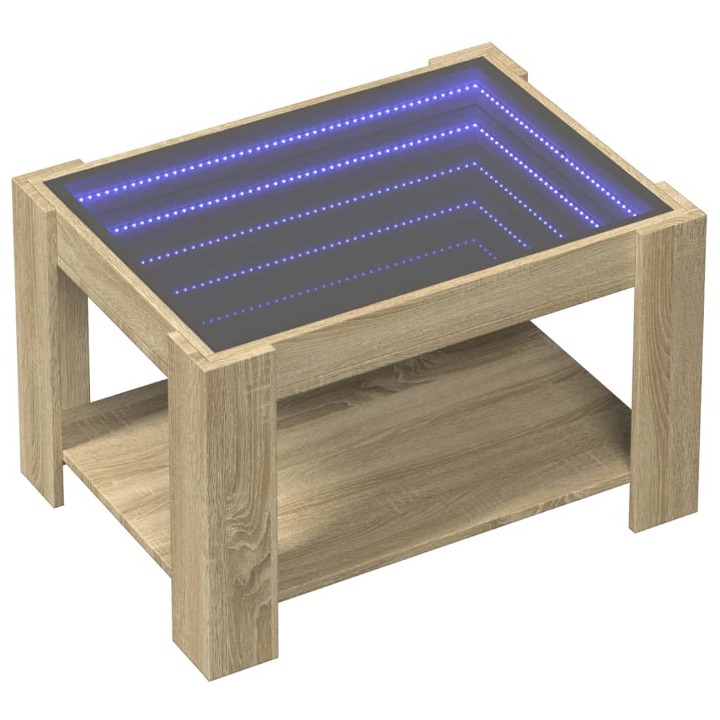 Τραπεζάκι Σαλονιού με LED Δρυς 73x53x45 εκ. Επεξεργασμένο Ξύλο - Pakobazaar