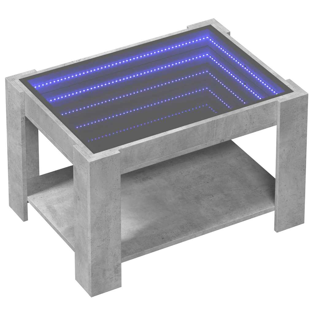 Τραπεζάκι Σαλονιού με LED Γκρι 73x53x45 εκ. Επεξεργασμένο Ξύλο - Pakobazaar