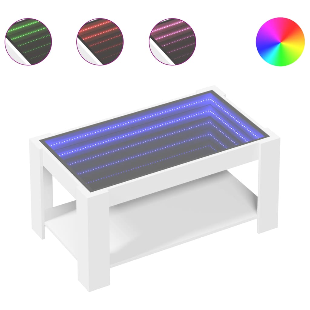 Τραπεζάκι Σαλονιού με LED Λευκό 93x53x45 εκ. Επεξεργασμένο Ξύλο - Pakobazaar
