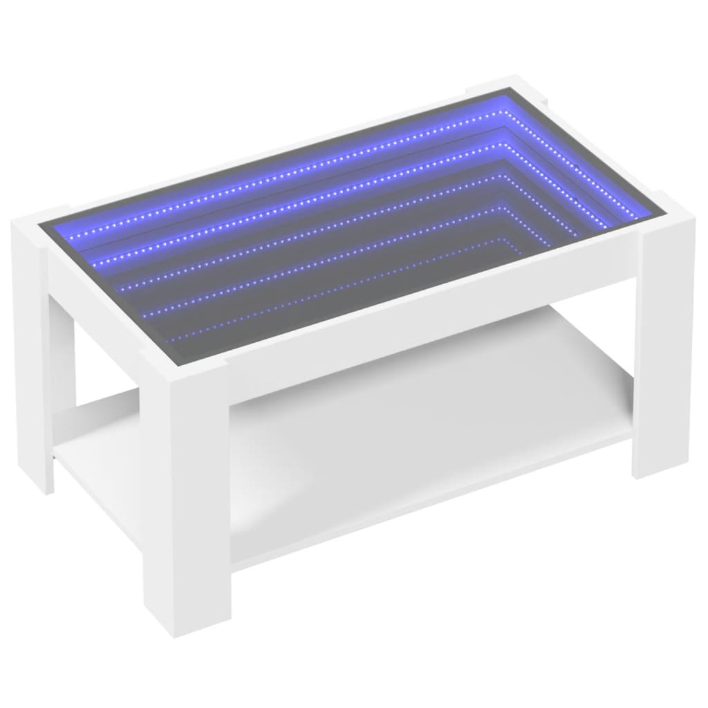 Τραπεζάκι Σαλονιού με LED Λευκό 93x53x45 εκ. Επεξεργασμένο Ξύλο - Pakobazaar