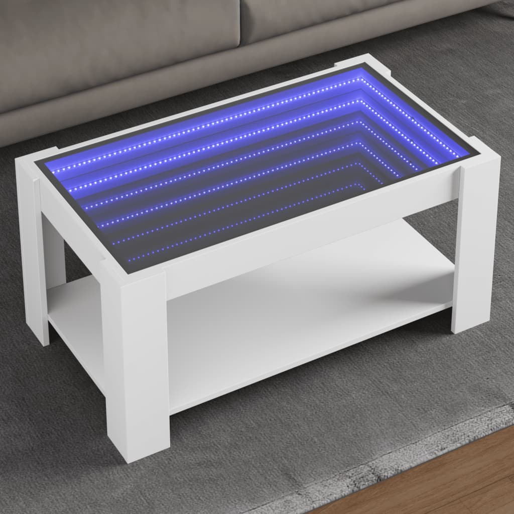 Τραπεζάκι Σαλονιού με LED Λευκό 93x53x45 εκ. Επεξεργασμένο Ξύλο - Pakobazaar