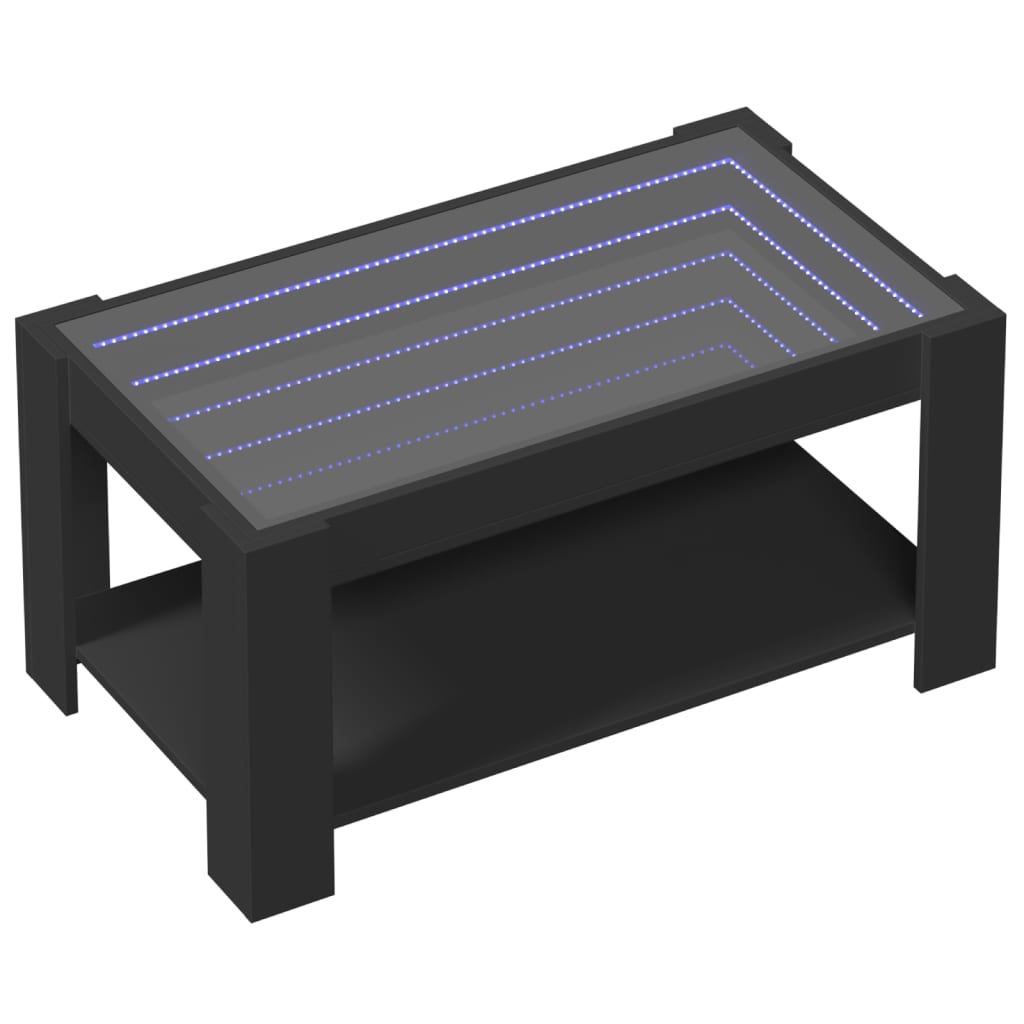 Τραπεζάκι Σαλονιού με LED Μαύρο 93x53x45 εκ. Επεξεργασμένο Ξύλο - Pakobazaar