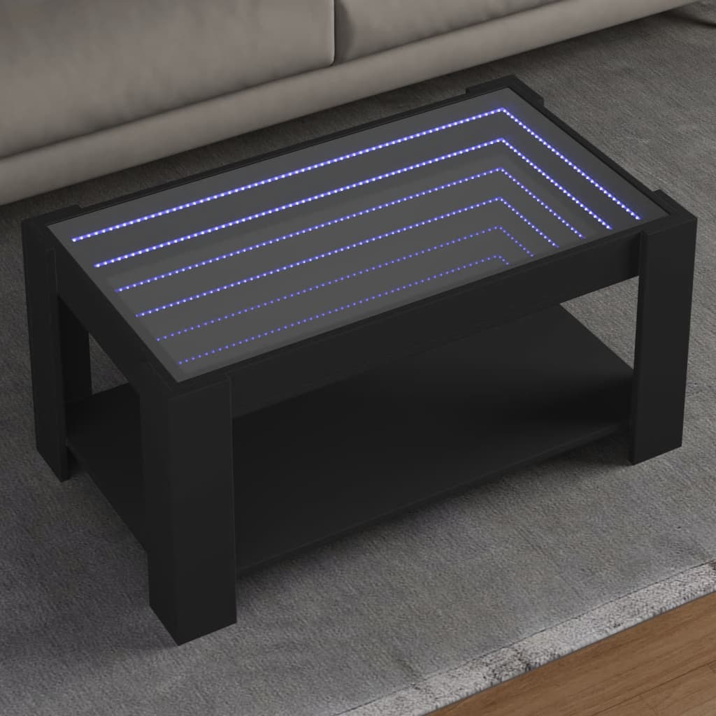 Τραπεζάκι Σαλονιού με LED Μαύρο 93x53x45 εκ. Επεξεργασμένο Ξύλο - Pakobazaar