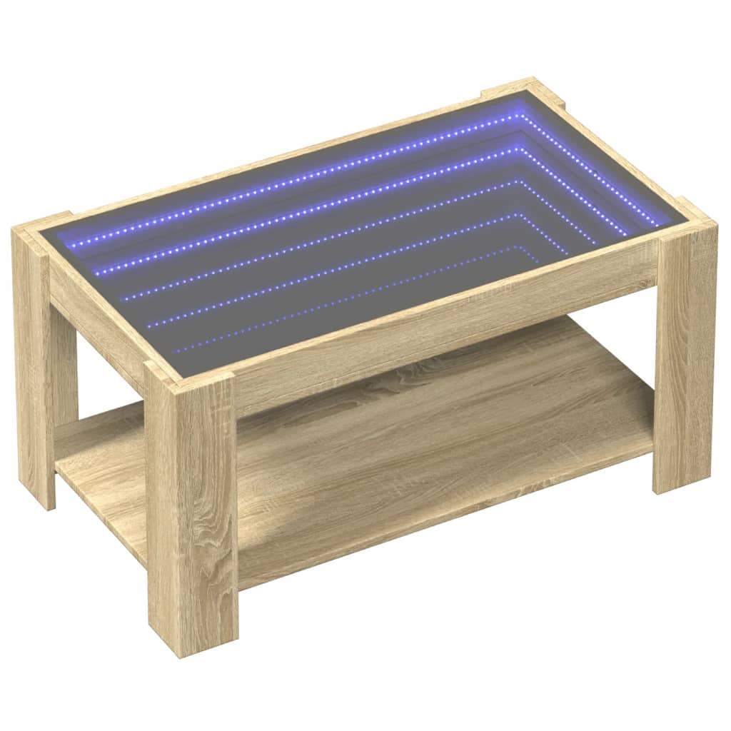 Τραπεζάκι Σαλονιού με LED Δρυς 93x53x45 εκ. Επεξεργασμένο Ξύλο - Pakobazaar
