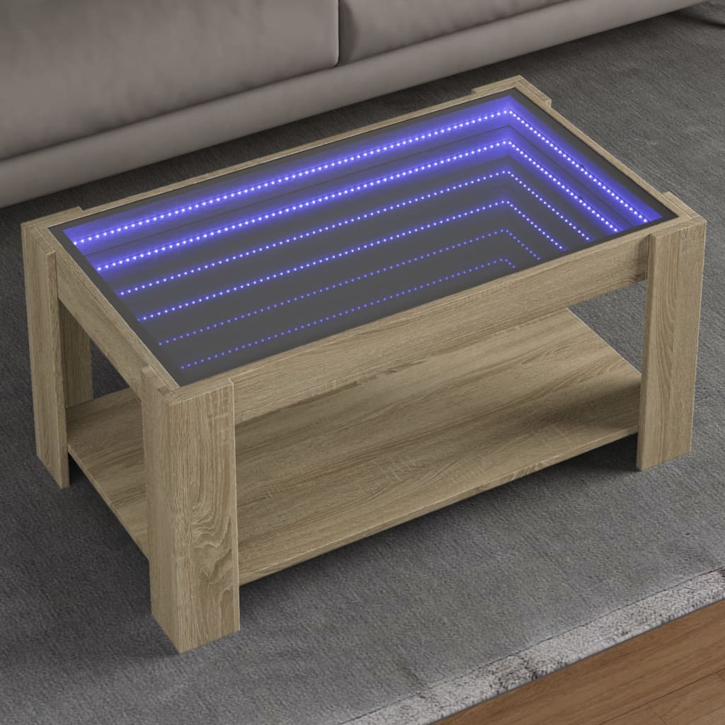 Τραπεζάκι Σαλονιού με LED Δρυς 93x53x45 εκ. Επεξεργασμένο Ξύλο - Pakobazaar