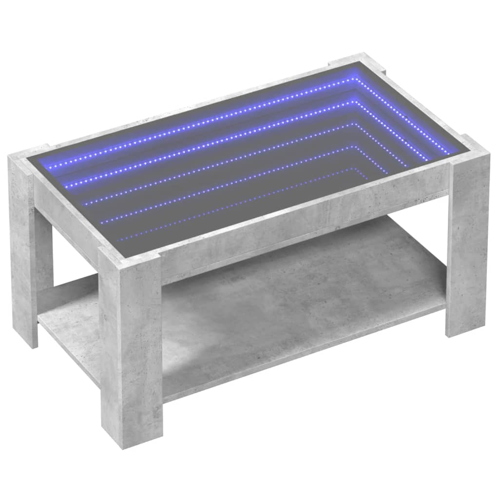 Τραπεζάκι Σαλονιού με LED Γκρι 93x53x45 εκ. Επεξεργασμένο Ξύλο - Pakobazaar