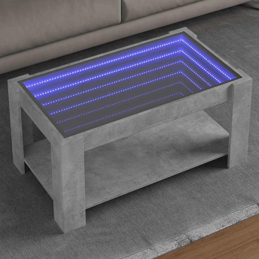 Τραπεζάκι Σαλονιού με LED Γκρι 93x53x45 εκ. Επεξεργασμένο Ξύλο - Pakobazaar