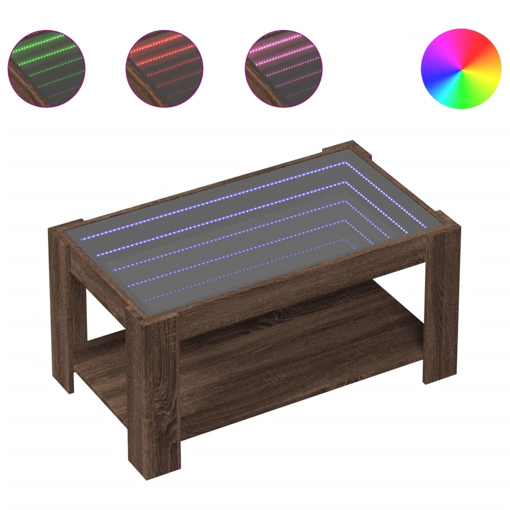 Τραπεζάκι Σαλονιού με LED Δρυς 93x53x45 εκ. Επεξεργασμένο Ξύλο - Pakobazaar