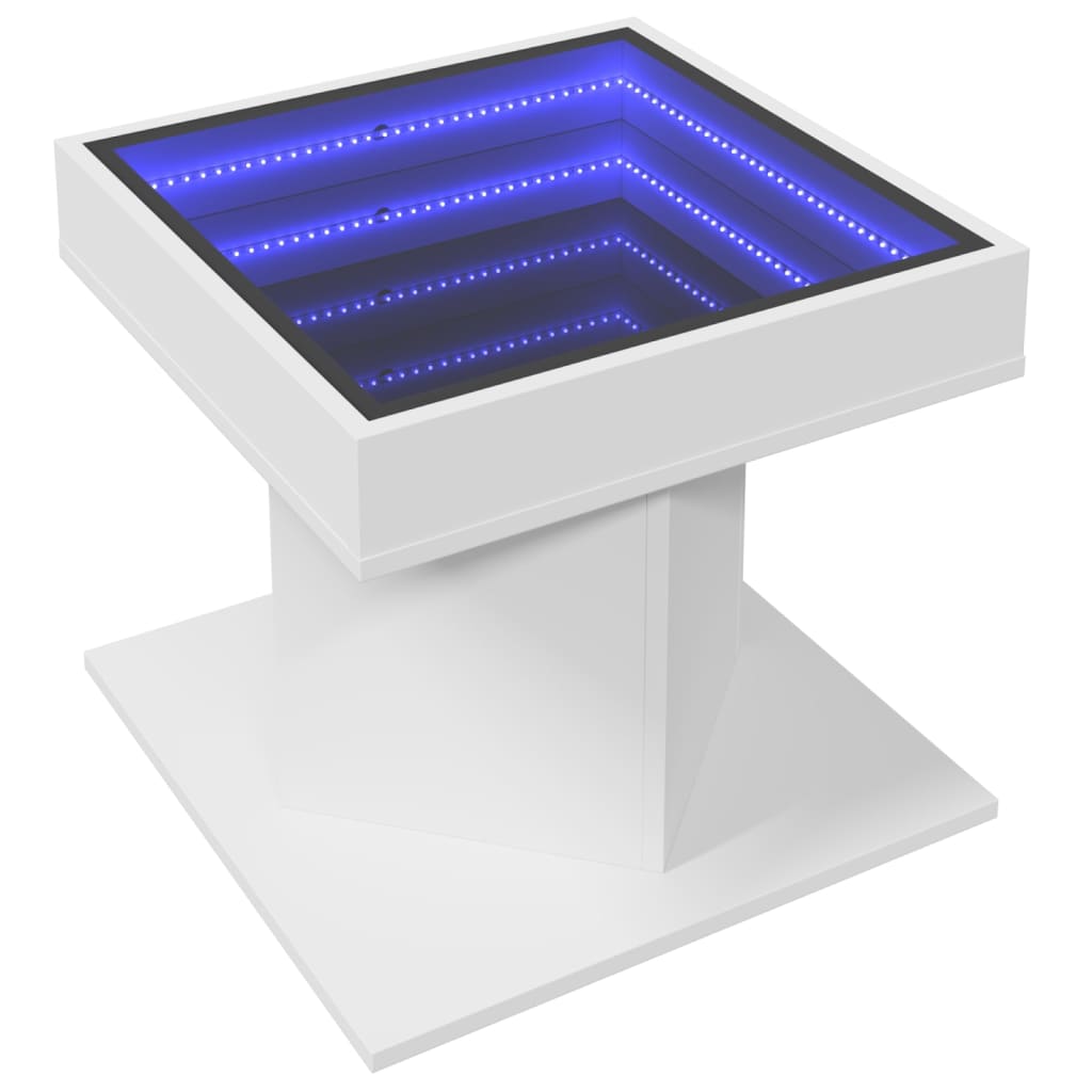 Τραπεζάκι Σαλονιού με LED Λευκό 50x50x45 εκ. Επεξεργασμένο Ξύλο - Pakobazaar