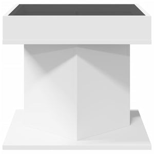 Τραπεζάκι Σαλονιού με LED Λευκό 50x50x45 εκ. Επεξεργασμένο Ξύλο - Pakobazaar