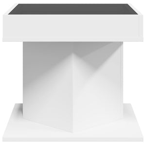 Τραπεζάκι Σαλονιού με LED Λευκό 50x50x45 εκ. Επεξεργασμένο Ξύλο - Pakobazaar