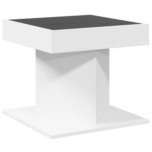 Τραπεζάκι Σαλονιού με LED Λευκό 50x50x45 εκ. Επεξεργασμένο Ξύλο - Pakobazaar