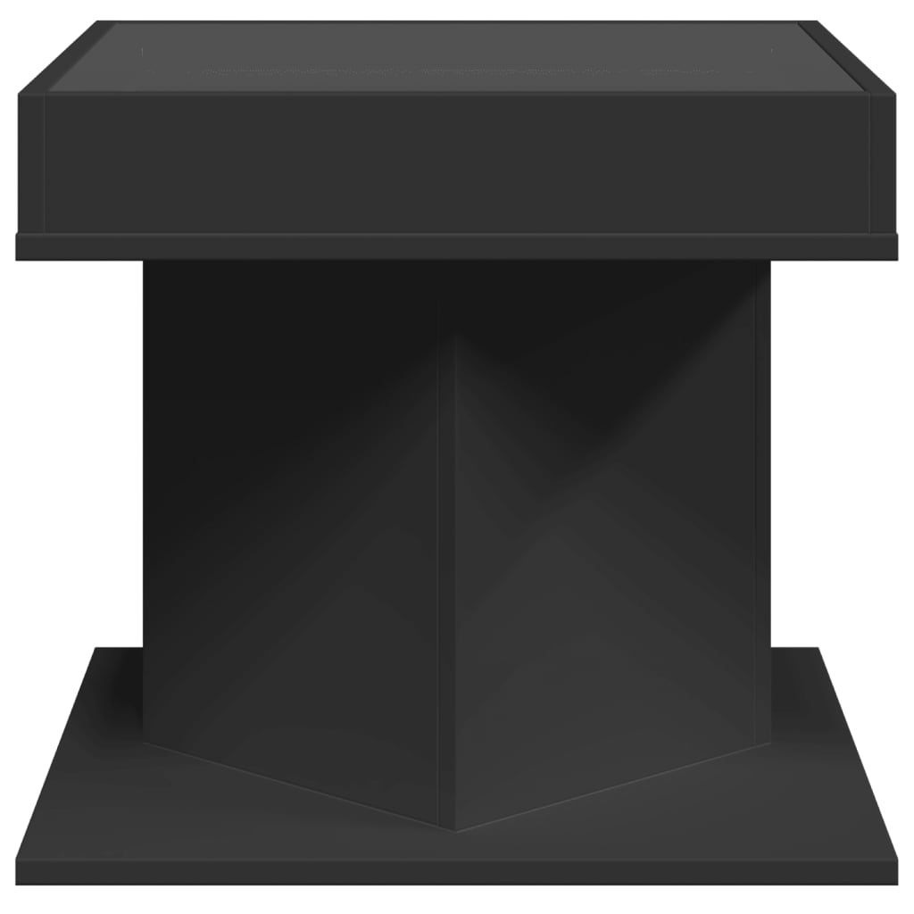 Τραπεζάκι Σαλονιού με LED Μαύρο 50x50x45 εκ. Επεξεργασμένο Ξύλο - Pakobazaar