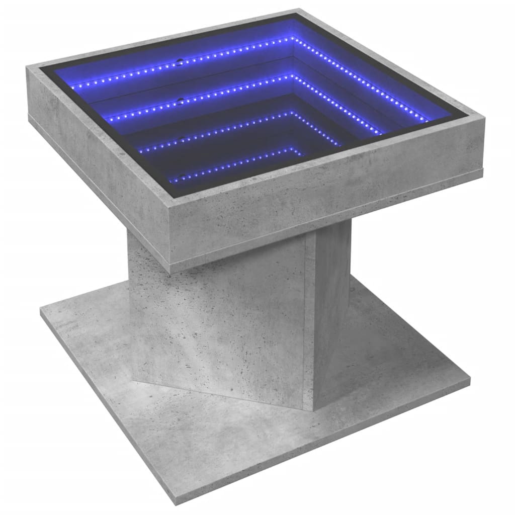 Τραπεζάκι Σαλονιού με LED Γκρι 50x50x45 εκ. Επεξεργασμένο Ξύλο - Pakobazaar