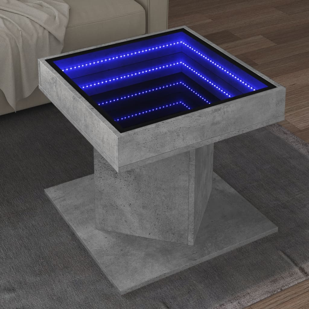 Τραπεζάκι Σαλονιού με LED Γκρι 50x50x45 εκ. Επεξεργασμένο Ξύλο - Pakobazaar