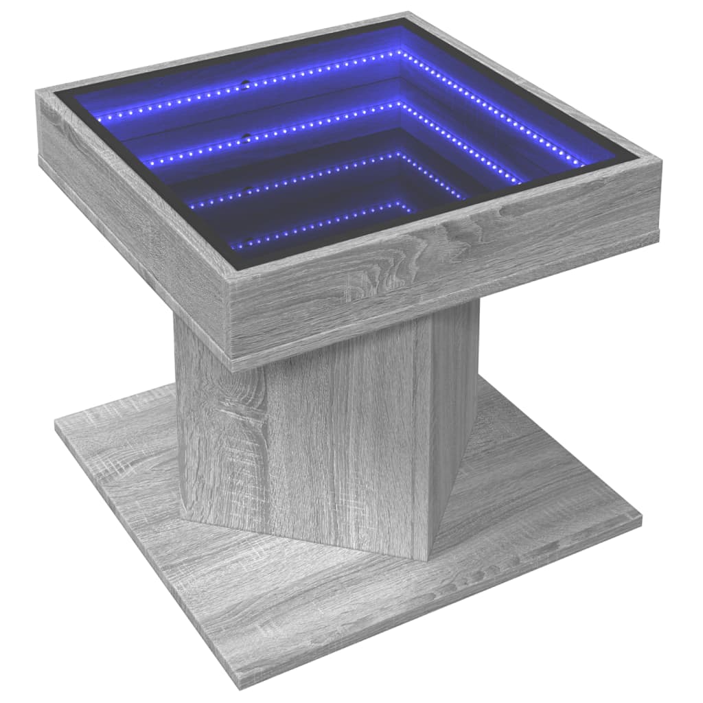 Τραπεζάκι Σαλονιού με LED Γκρι 50x50x45 εκ. Επεξεργασμένο Ξύλο - Pakobazaar