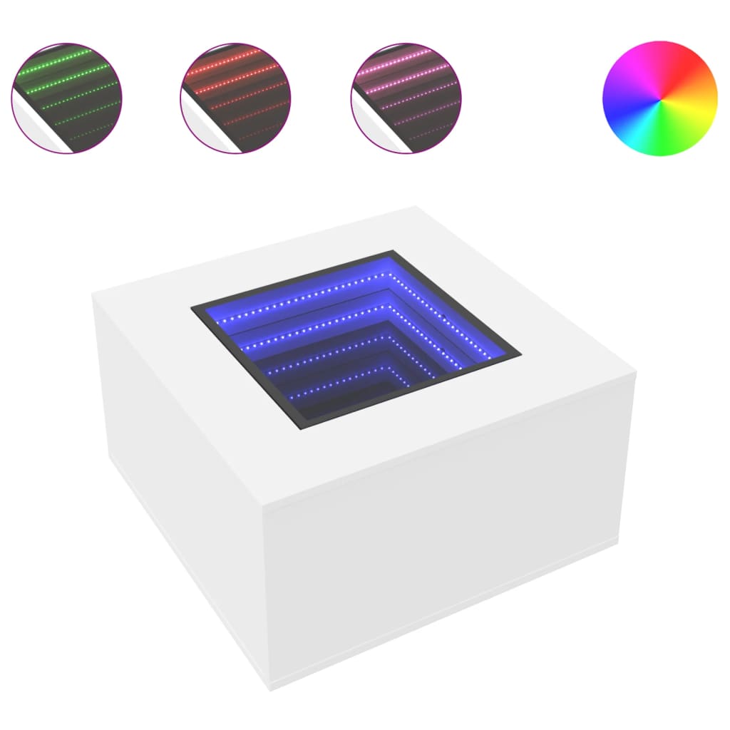 Τραπεζάκι Σαλονιού με LED Λευκό 60x60x40 εκ. Επεξεργασμένο Ξύλο - Pakobazaar