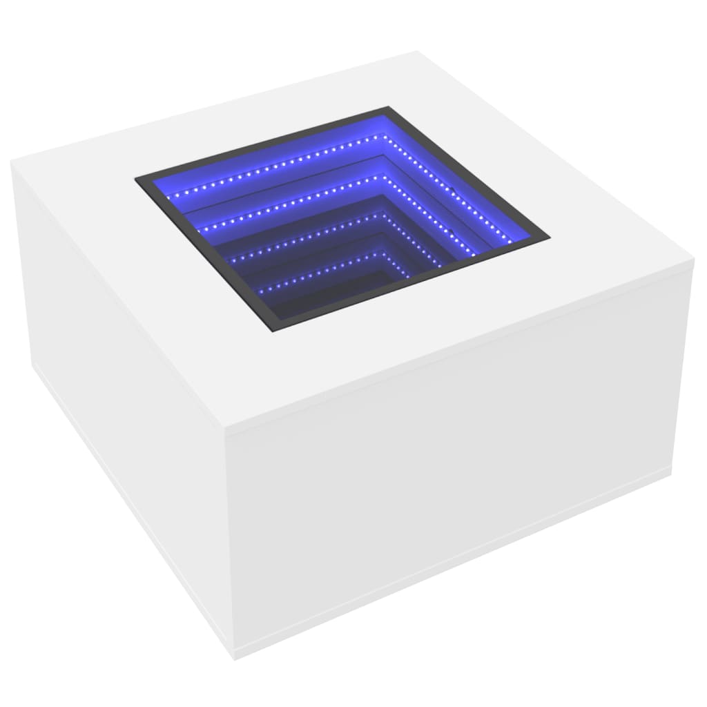 Τραπεζάκι Σαλονιού με LED Λευκό 60x60x40 εκ. Επεξεργασμένο Ξύλο - Pakobazaar