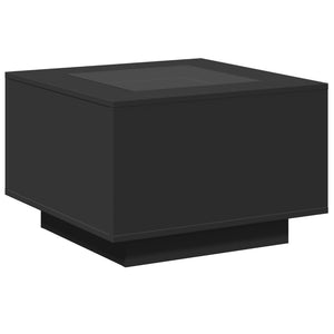 Τραπεζάκι Σαλονιού με LED Μαύρο 60x60x40 εκ. Επεξεργασμένο Ξύλο - Pakobazaar